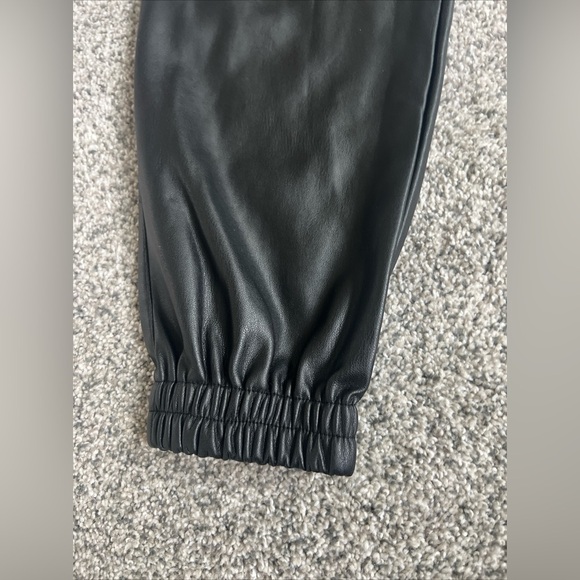 Zara Faux Leather Black No Zip/tie Pull-up Joggers With Side Pockets In Size S - Picture 2 of 8